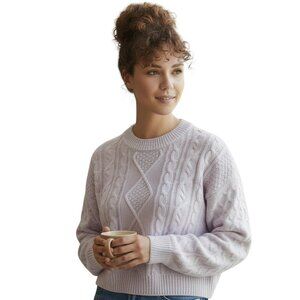 Pink Lily Sweater Womens Small Lilac Cable Knit Textured Acrylic Pullover